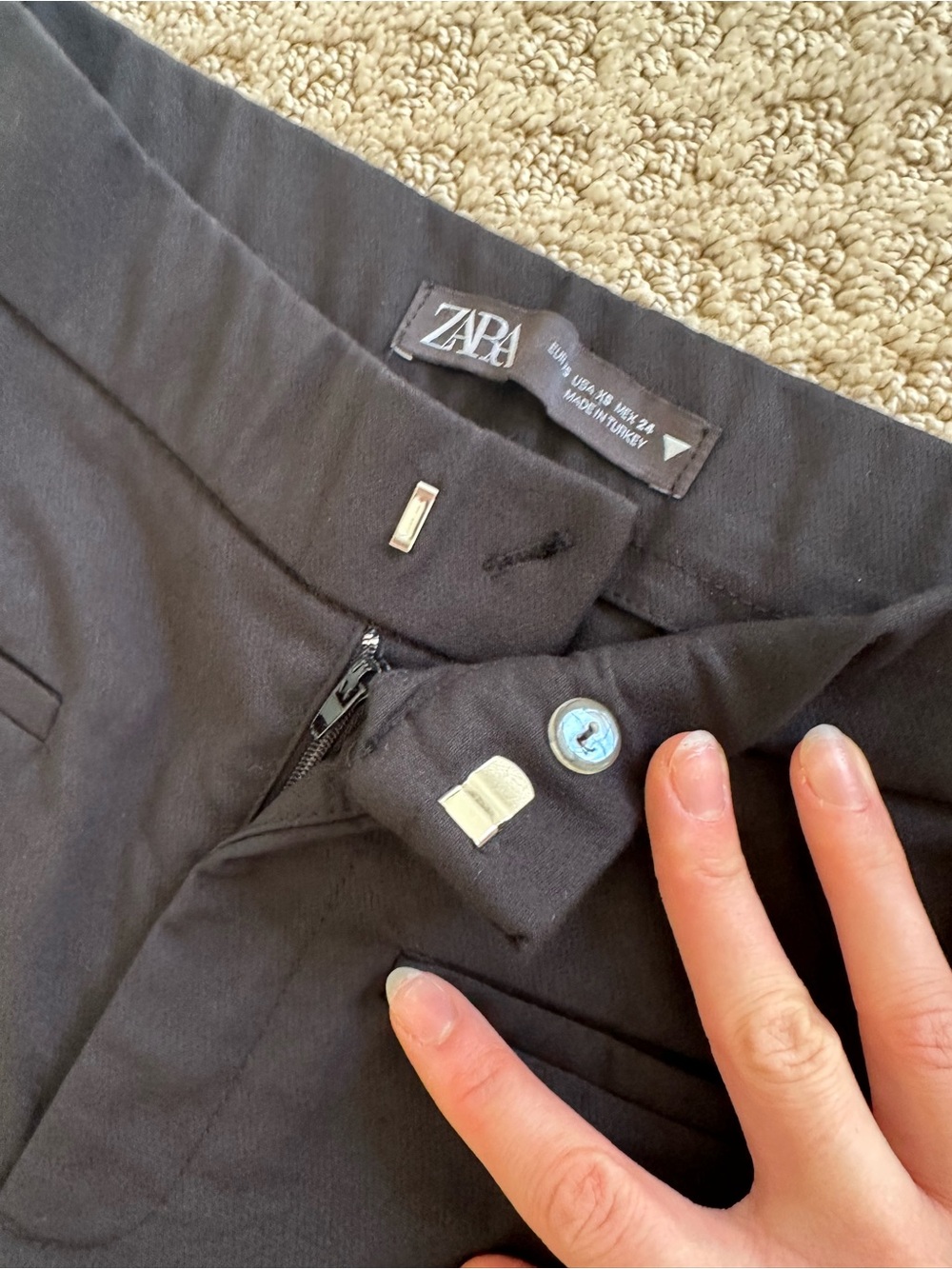 Zara Black Boot-Cut Stretch Work Pants - Picture 5 of 7